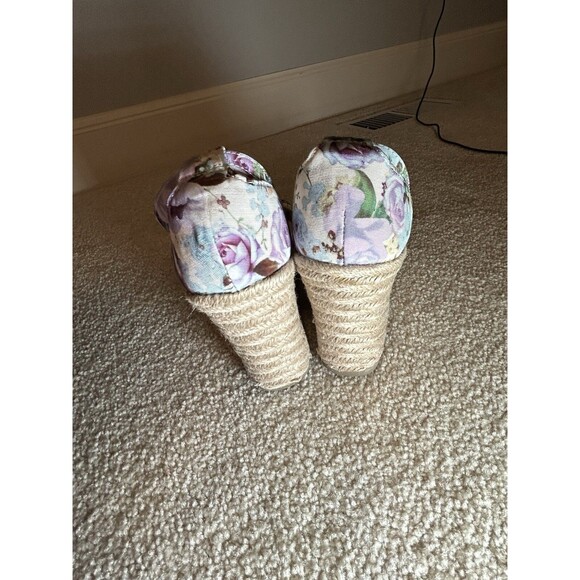 Christian Siriano Floral High Heel Wedge Open Toe Size 8 - Picture 6 of 10
